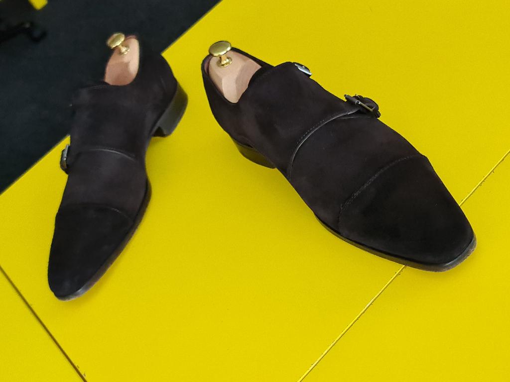 Stevige Greve suede gesp schoenen met donker bruine kleur 10, Kleding | Heren, Schoenen, Zo goed als nieuw, Gespschoenen, Bruin