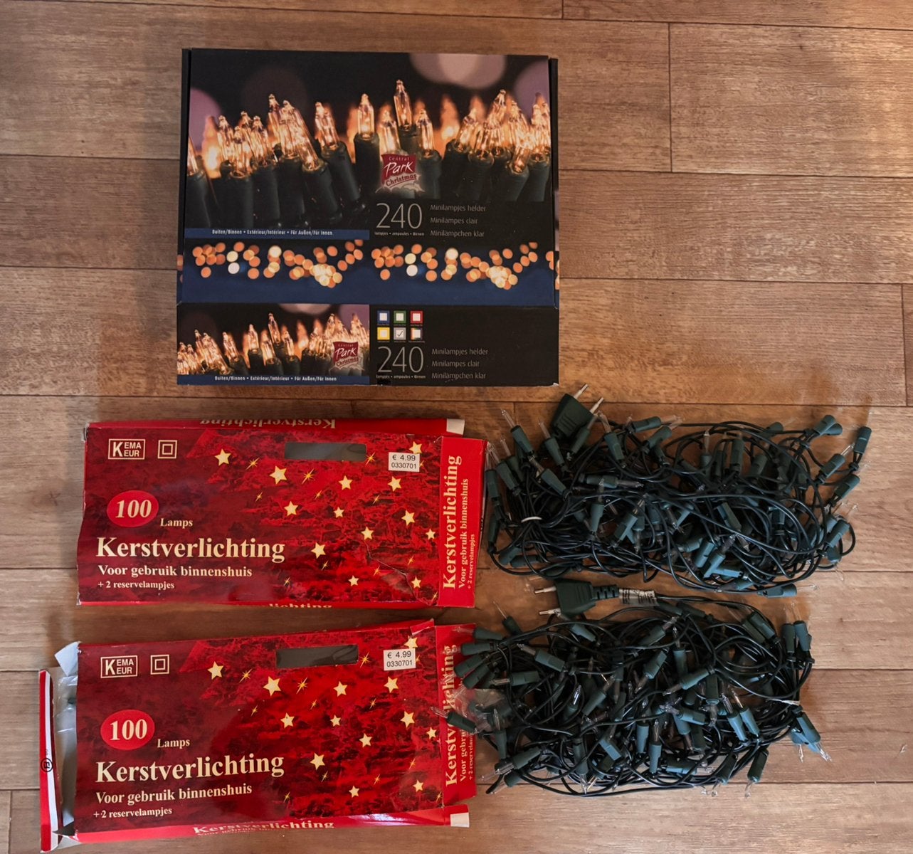 Kerstboom lampjes 2x 100 lampjes 1x 240 lampjes snoer, Diversen, Ophalen of Verzenden, Zo goed als nieuw
