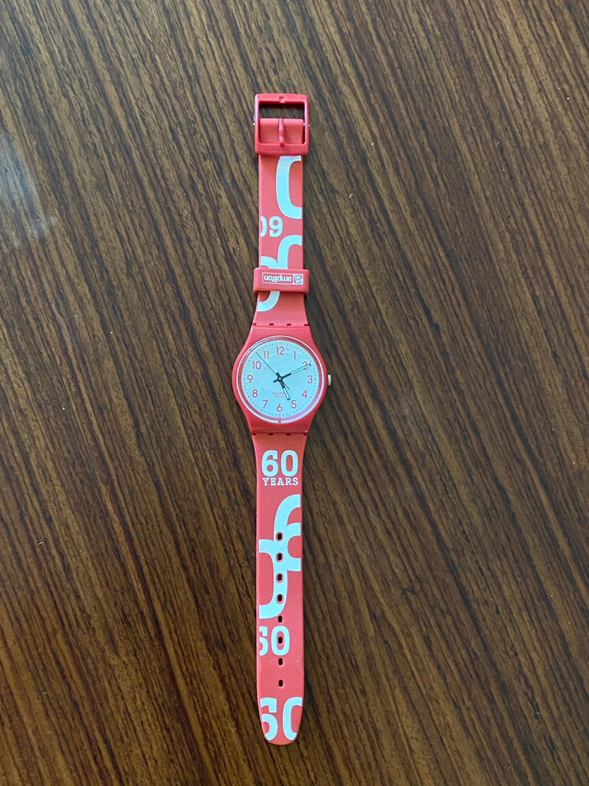 Swatch Polshorloge Rood - 60 Years Amplitron, Kunststof, Gebruikt, Verzenden, Polshorloge