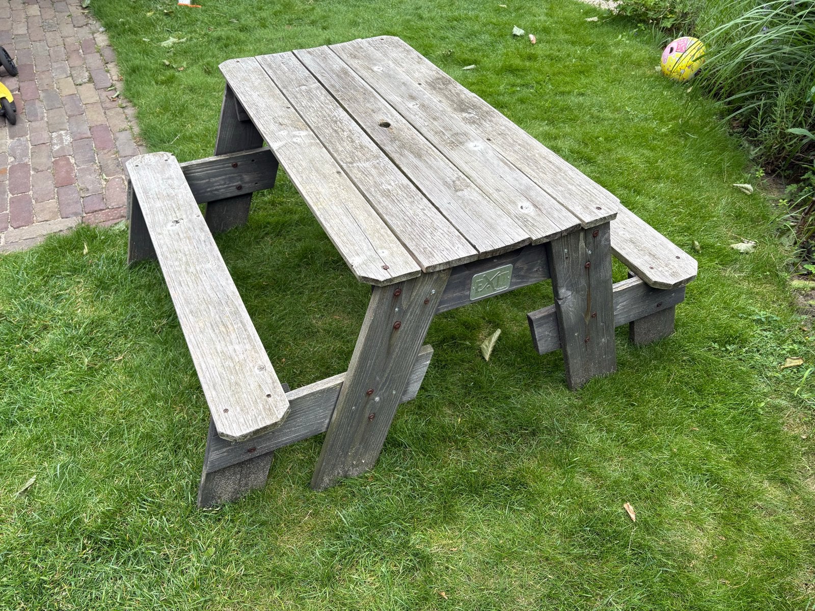 Houten kinderpicknicktafel met speelbakken, Gebruikt, Rechthoekig, Hout, Ophalen