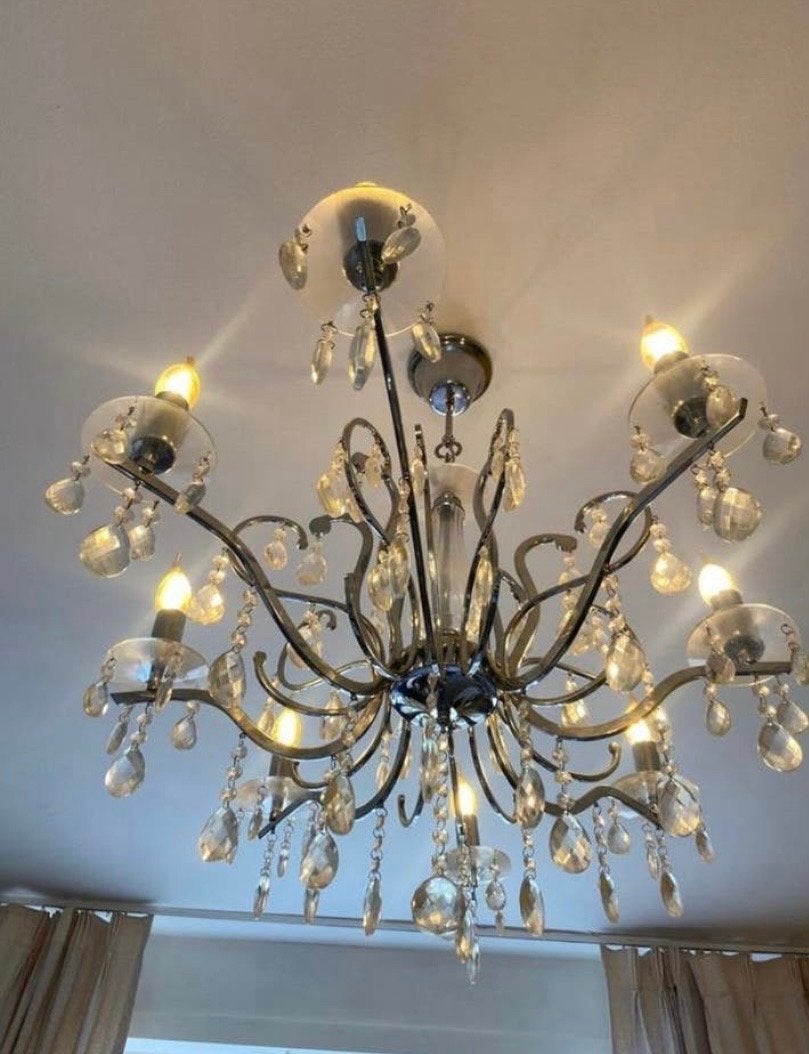 Elegante Kroonluchter met kandelaars(100*80) - 8 Lichtpunten, Huis en Inrichting, Ophalen, Zo goed als nieuw, Metaal, E14 (klein)