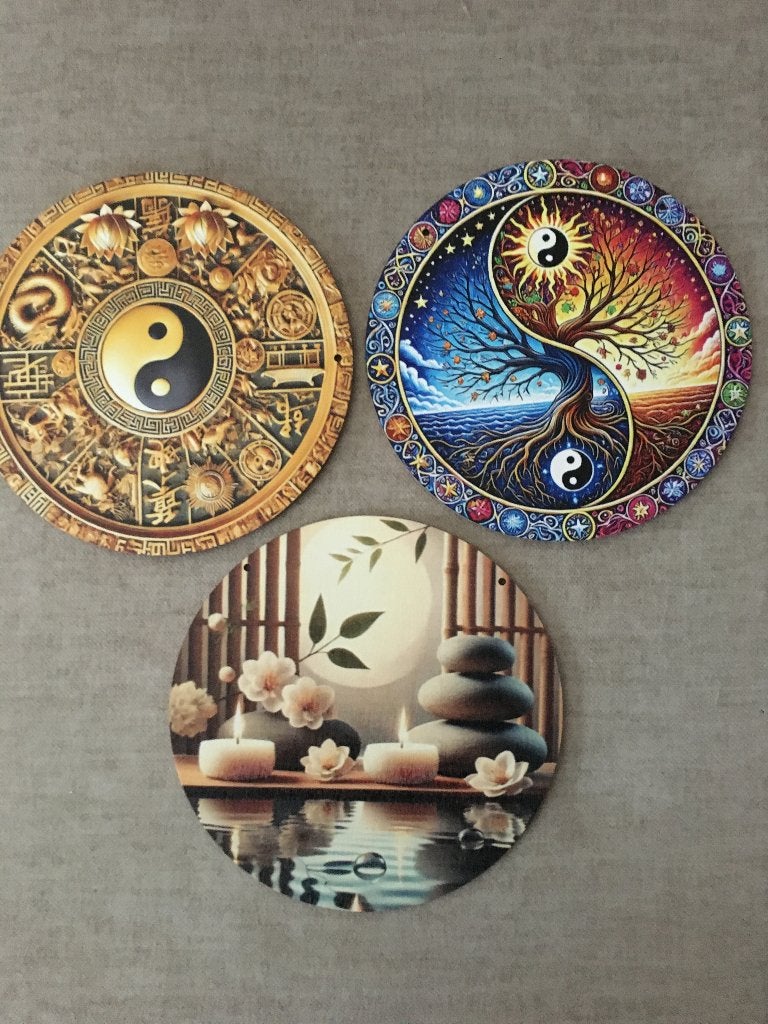 Nieuwe hele mooie Ronde Wanddecoraties YIN-YANG & ZEN, Oosters, Verzenden, Hout, Nieuw