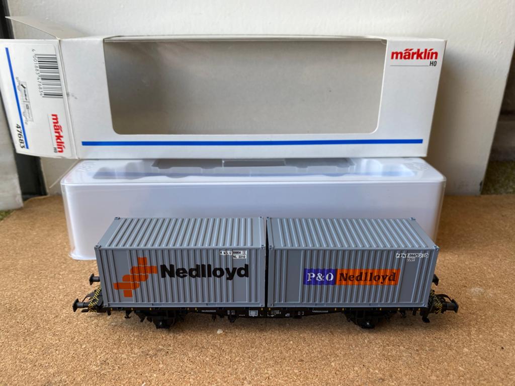 Nedlloyd container wagon. Marklin 47683, Hobby en Vrije tijd, Modeltreinen | H0, Wisselstroom, Ophalen of Verzenden, Märklin, Nieuw