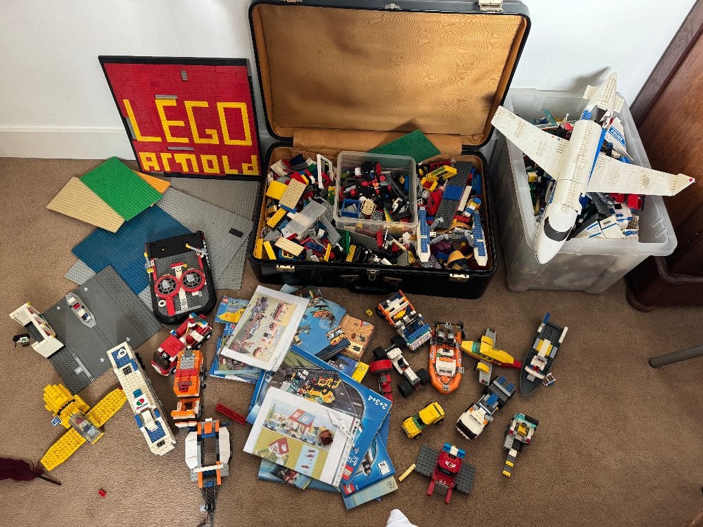 Grote partij LEGO – koffer + bak vol, met 15+ handleidingen, Ophalen, Gebruikt, Lego