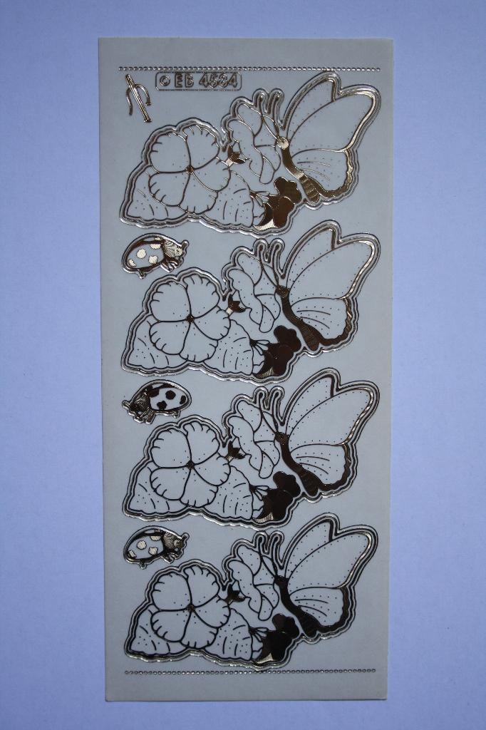 14 st. Vlinders goudkleur borduurstickers creme 8464, Hobby en Vrije tijd, Kaarten | Zelf maken, Ophalen of Verzenden, Nieuw, Dieren
