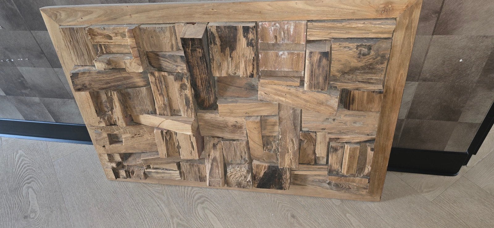 Uniek houten wandpaneel - 3D kunstwerk, Ophalen, Gebruikt, Hout, Bruin