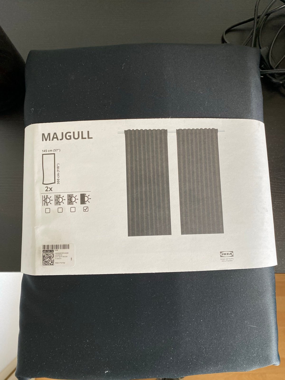 IKEA MAJGULL Verduisterende Gordijnen - 145x300 cm, Ophalen, Verduisterend, Zwart, Nieuw