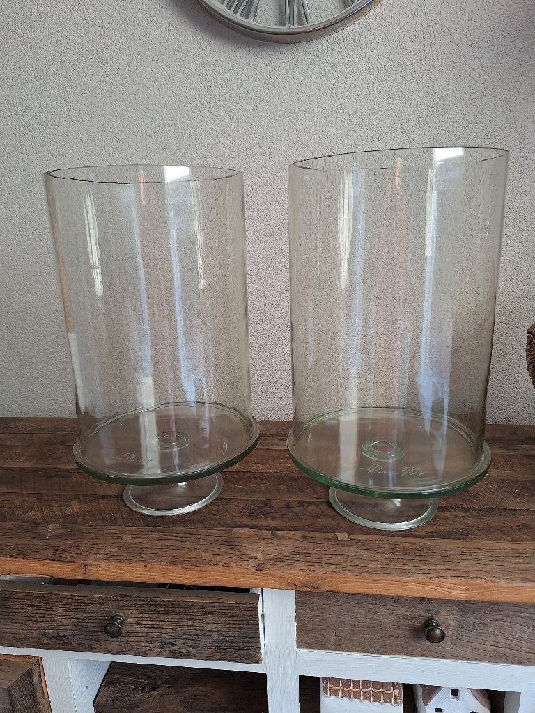 Riviera Maison glazen hurricanes / windlichten / lantaarns, Ophalen, Zo goed als nieuw, Glas