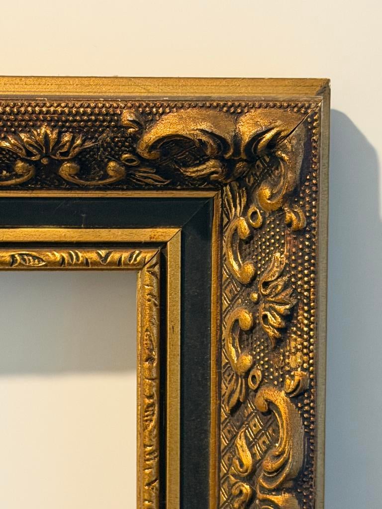 Grote Goud Zwart Houten Ornament Lijst 129x159 cm, Huis en Inrichting, Woonaccessoires | Lijsten, Gebruikt, 75 cm of meer, 125 cm of meer