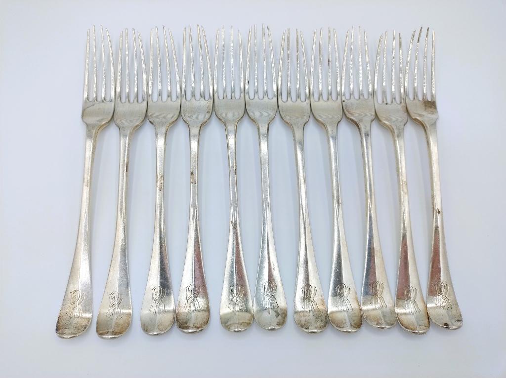 11-Delige set zilveren vorken, R. Helweg & J. Hulscher, 1786