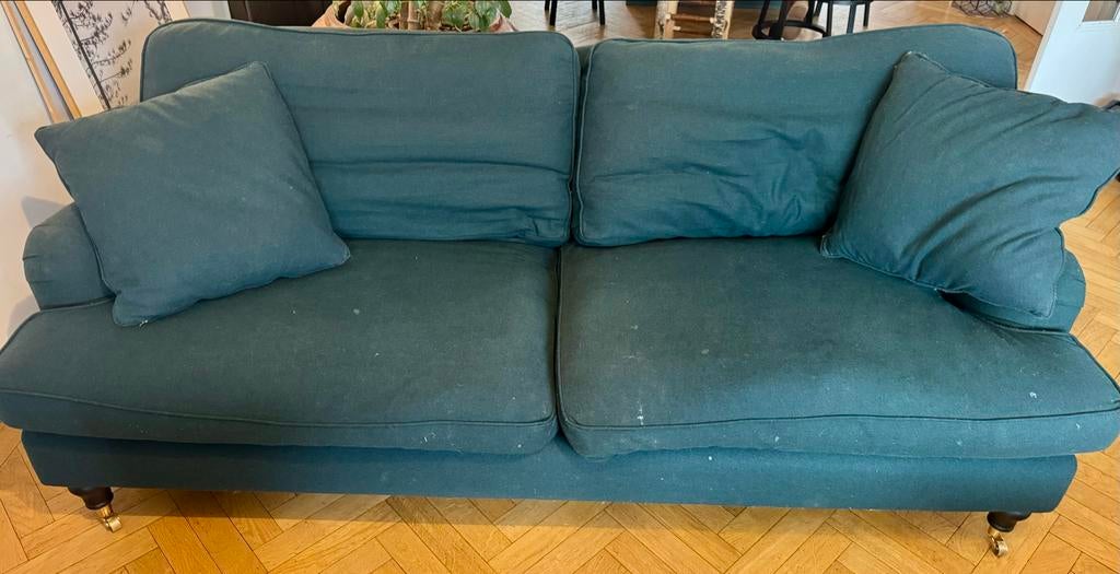 Zitbank plof 205 x 120cm donkergroen, Ophalen, Gebruikt, 100 tot 125 cm, Driepersoons
