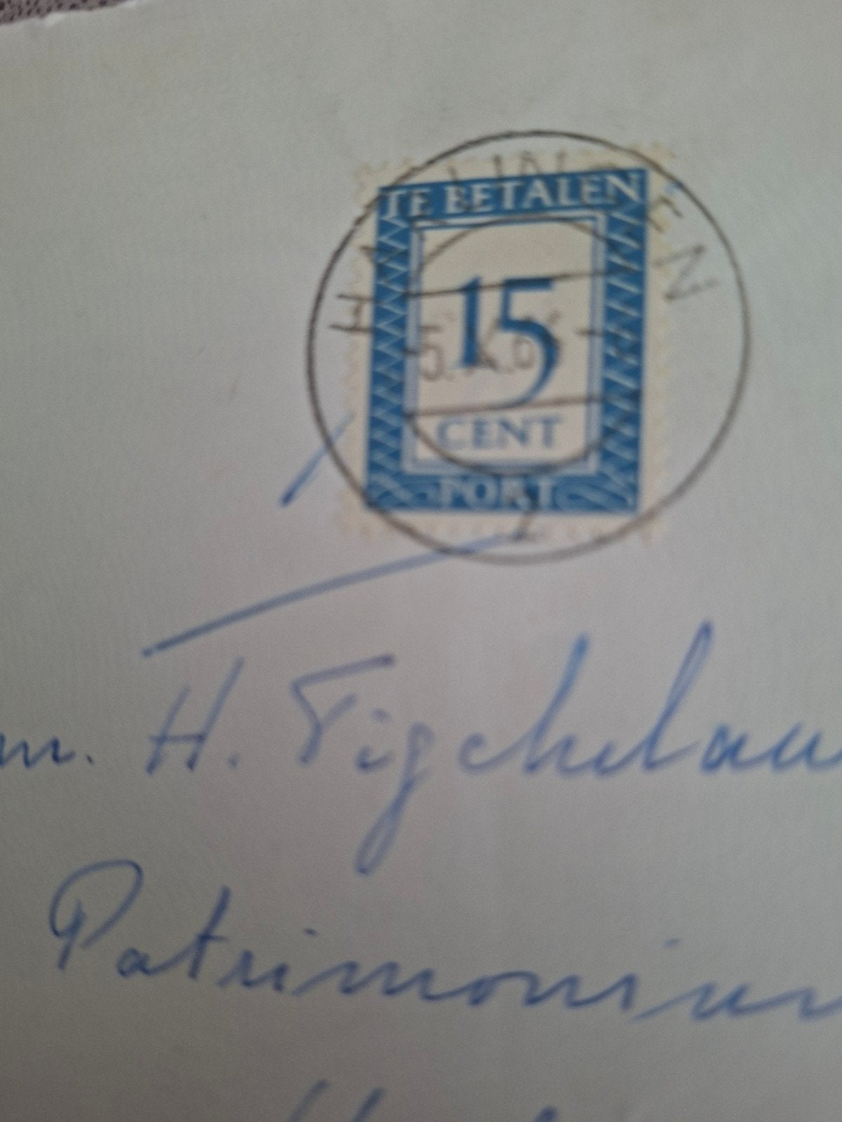Oude envelop met postzegels en stempels, Verzenden, Na 1940, Gestempeld