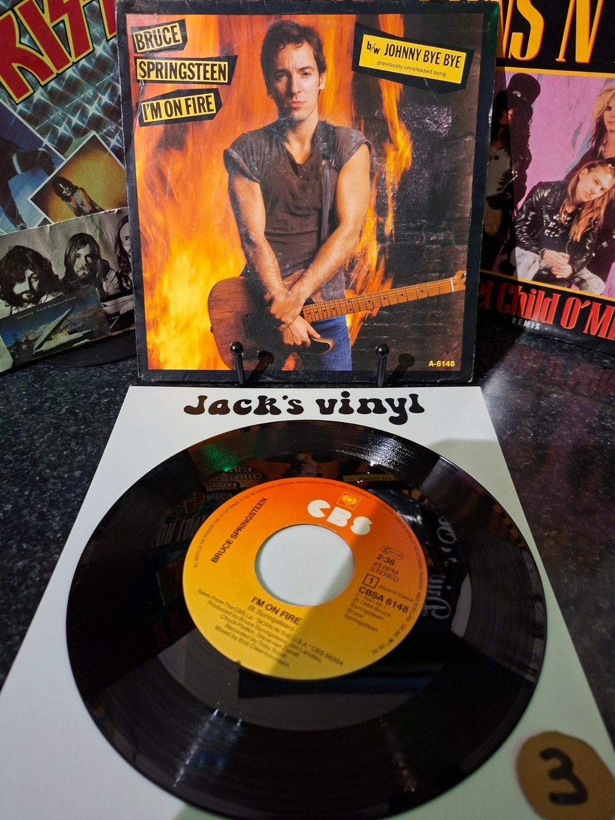 Bruce Springsteen - I'm On Fire (Single) 1985, Fotohoes, Ophalen of Verzenden, Zo goed als nieuw, 7 inch