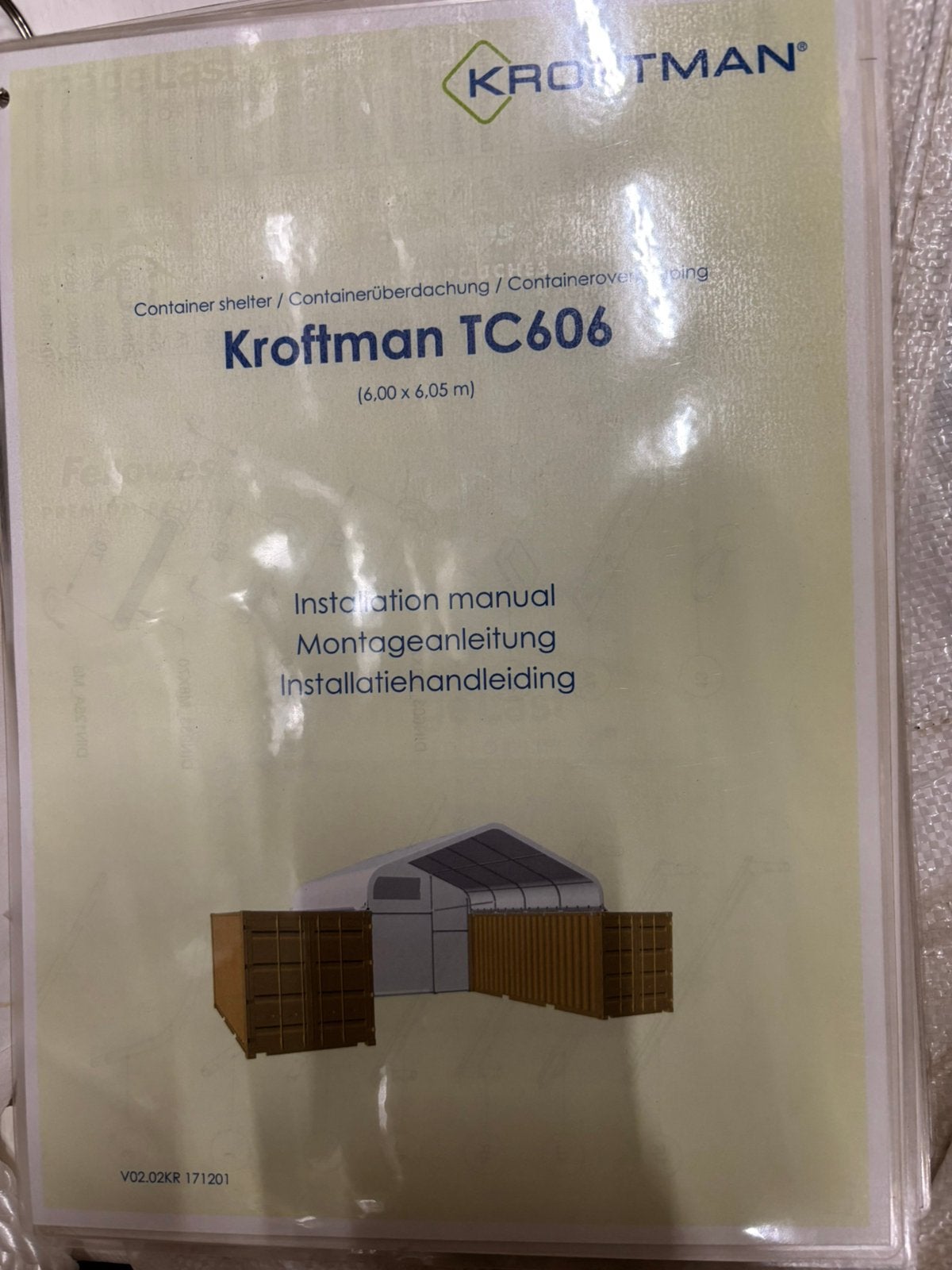 KROFTMAN TC606 Containeroverkapping 6,00 x 6,05 m (zeil), Ophalen, Zo goed als nieuw, 5 tot 8 meter
