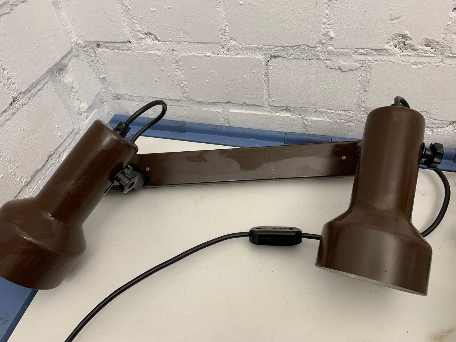 Vintage 2-spot lamp bruin metaal jaren '60, Antiek en Kunst, Ophalen of Verzenden