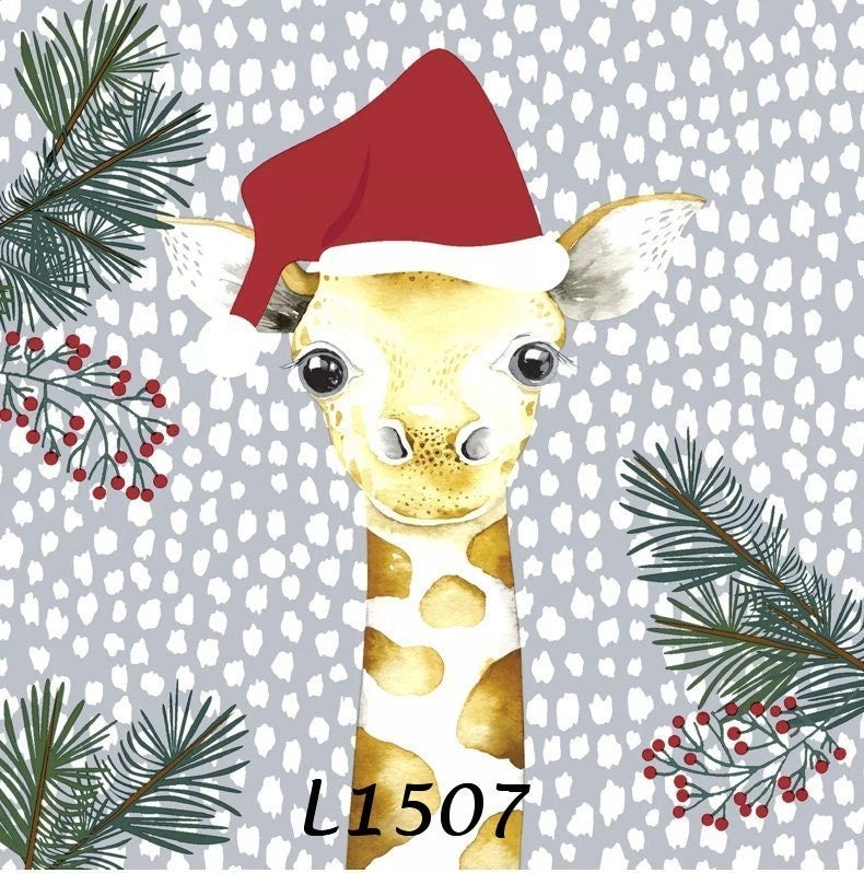 Servetten decoupage/bullet journal - Giraf kerst L1507, Hobby en Vrije tijd, Knutselen, Verzenden, Nieuw