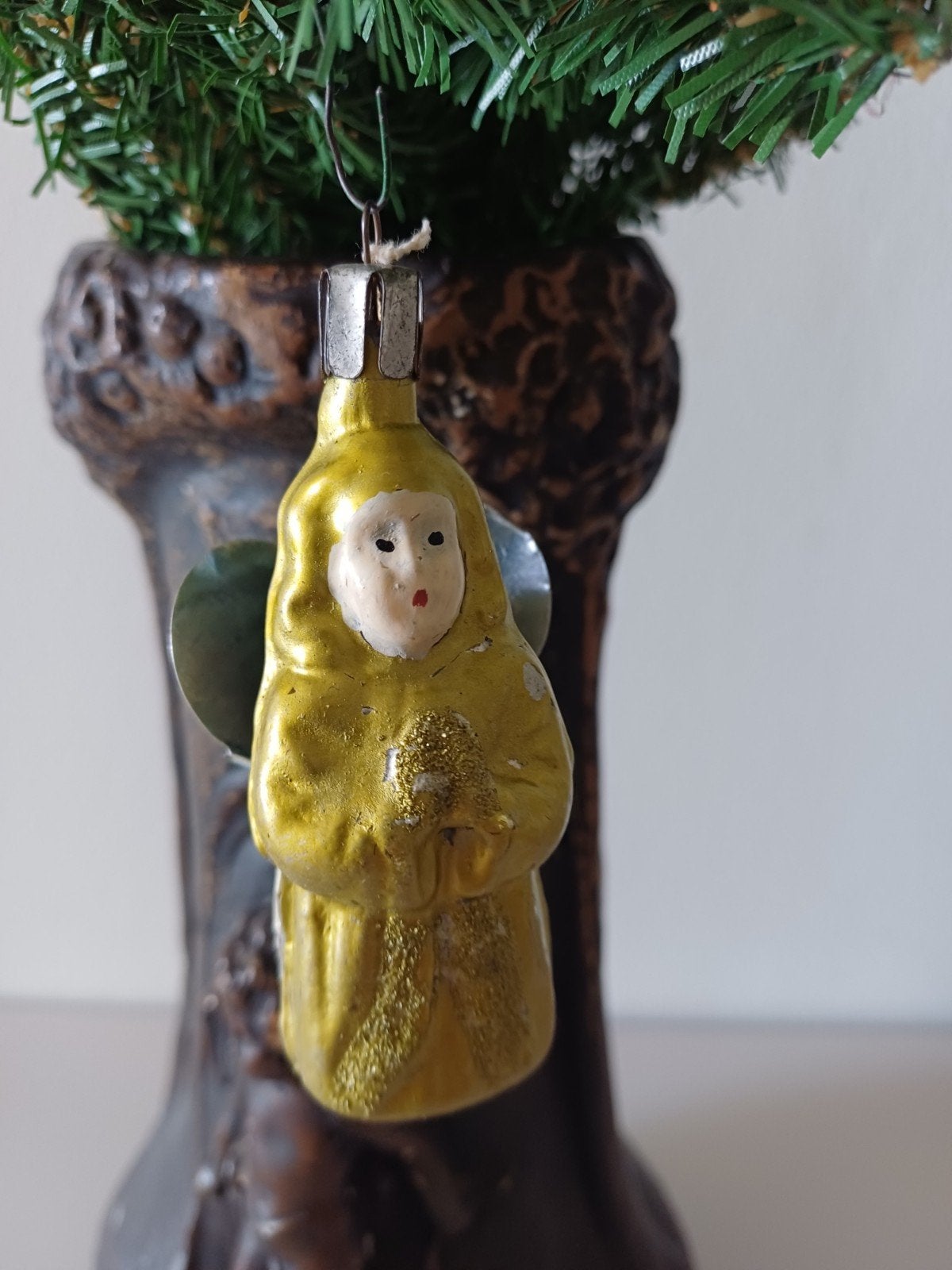 vintage kerstbal van glas engeltje vleugels, Ophalen of Verzenden