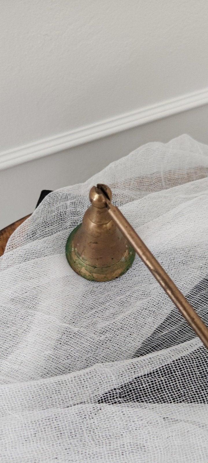 Vintage massief messing kaarsendover, Ophalen of Verzenden, Brons