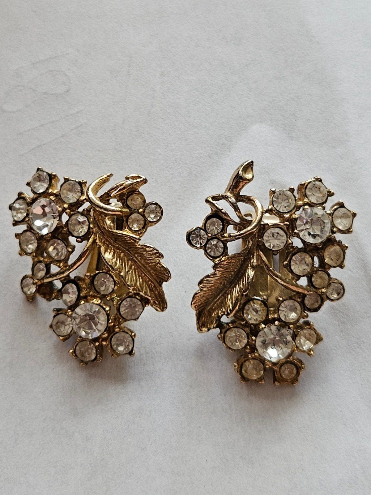 Art Deco Oorbellen met Strass - Bladmotief, Sieraden, Tassen en Uiterlijk, Oorbellen, Ophalen of Verzenden