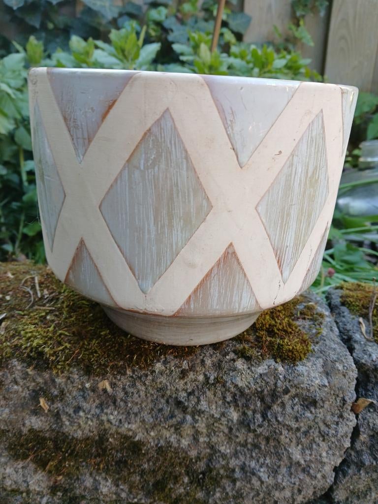 Metallic pot, Tuin en Terras, Bloempotten, Gebruikt, Rond, Ophalen of Verzenden, Minder dan 25 cm