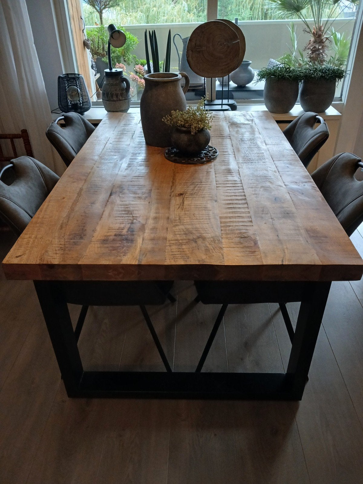 eettafel maten 160 x 101x 78 blad 6cm dik, Ophalen, 50 tot 100 cm, Zo goed als nieuw, 150 tot 200 cm