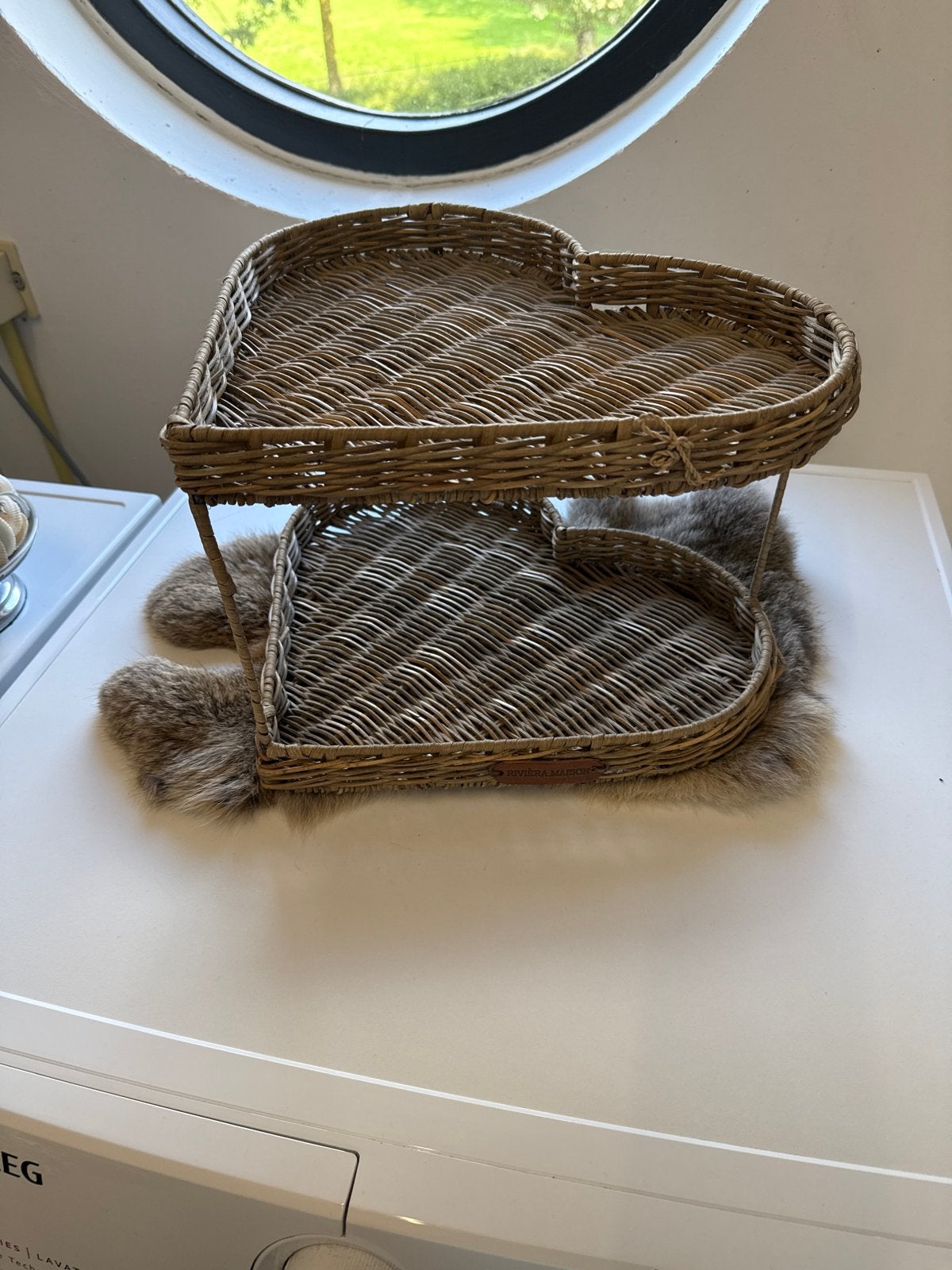 Riviera Maison hartvormig etagere van riet, Gevlochten, Schaal, Ophalen of Verzenden, Zo goed als nieuw