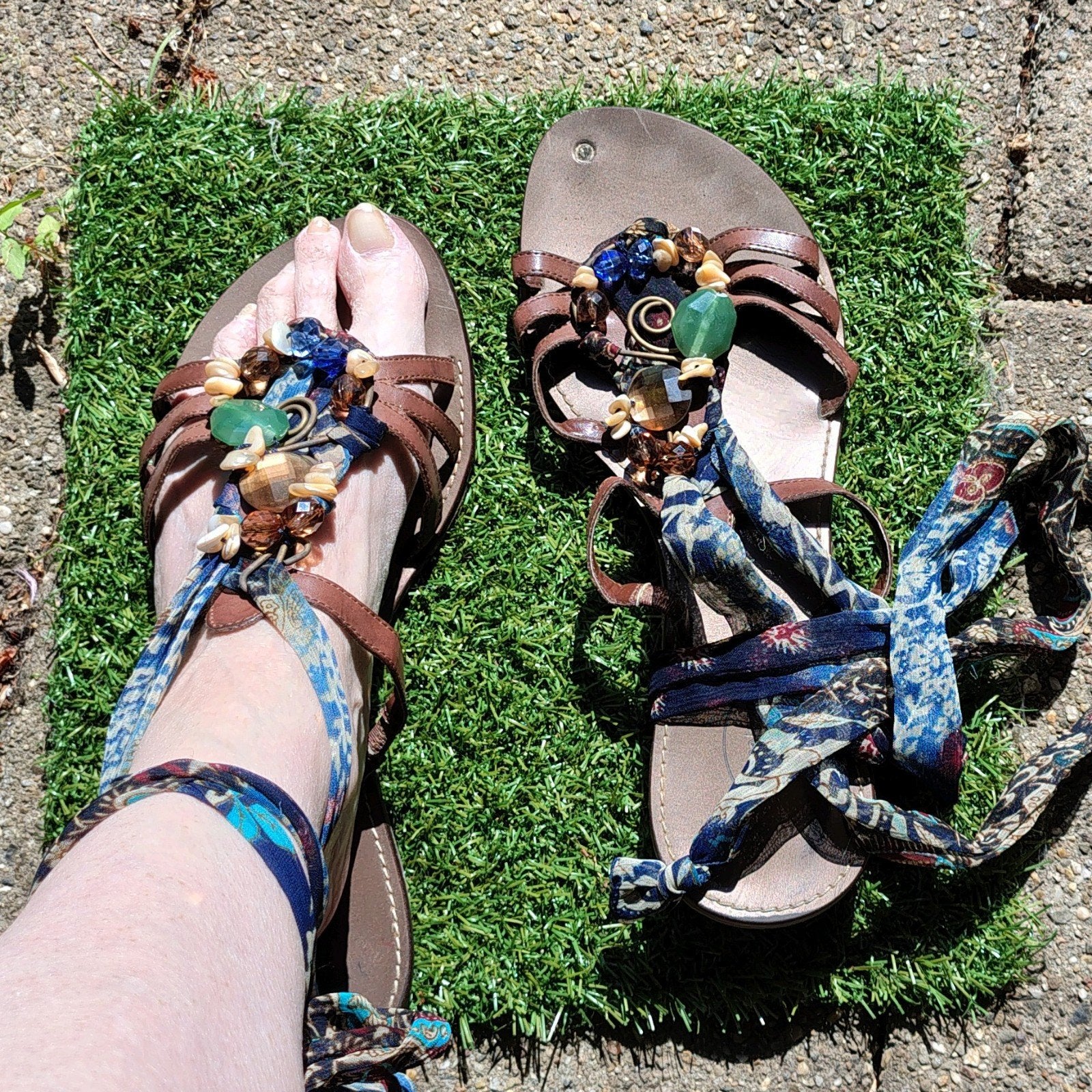 dames Graceland sandalen om enkel gestrikt, Ophalen of Verzenden, Zo goed als nieuw, Bruin, Sandalen of Muiltjes