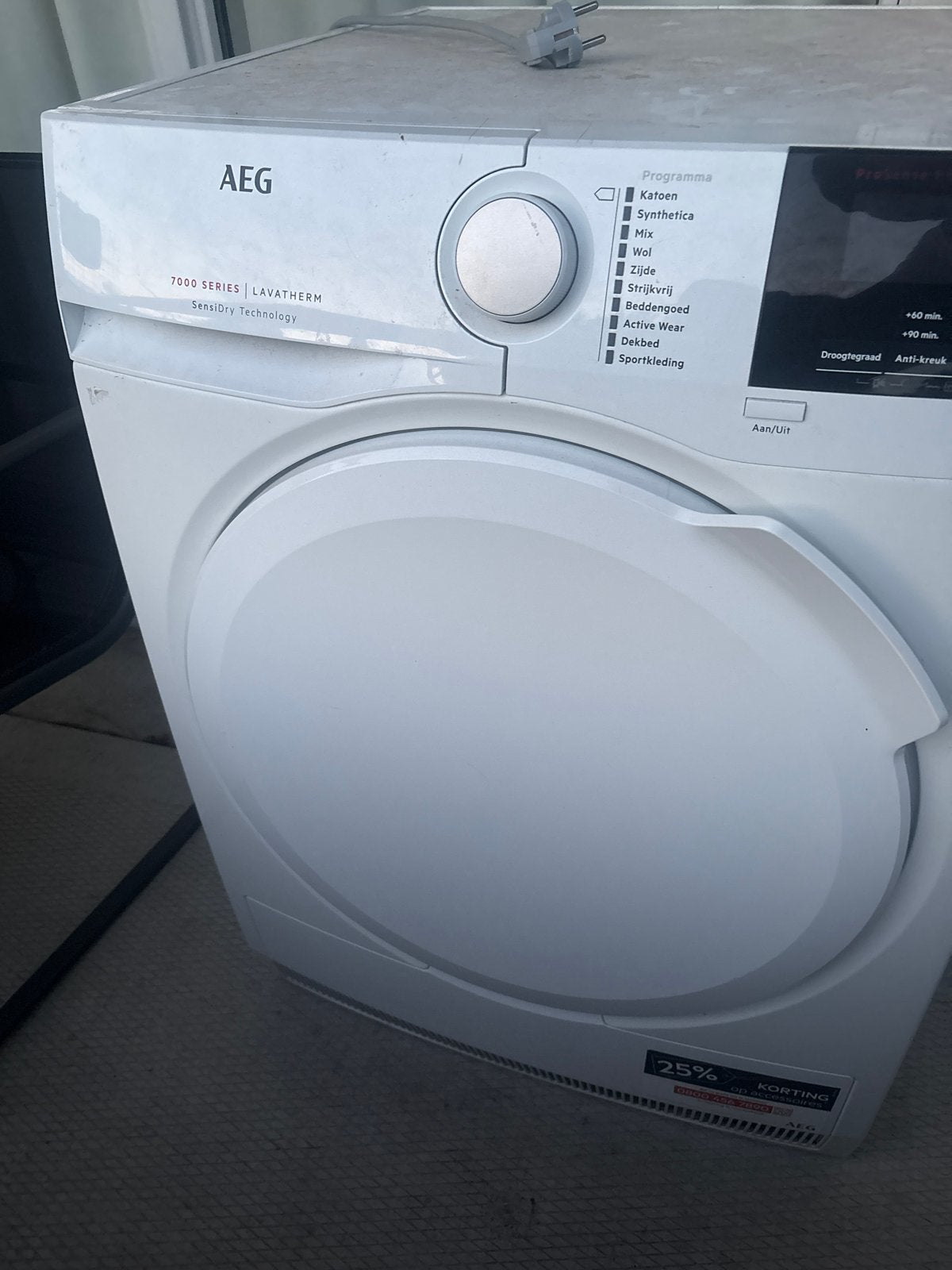 AEG Lavatherm 7000 Series SensiDry wasdroger, Ophalen, 6 tot 8 kg, Gebruikt, Voorlader