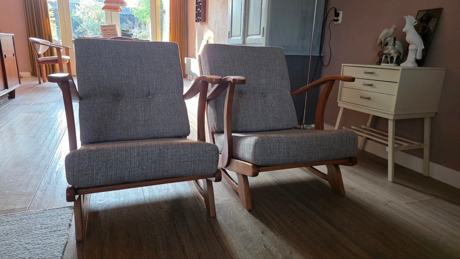 Vintage Dutch design, de Ster fauteuils, nieuwe stoffering, Huis en Inrichting, Ophalen of Verzenden, Zo goed als nieuw, Retro vintage design
