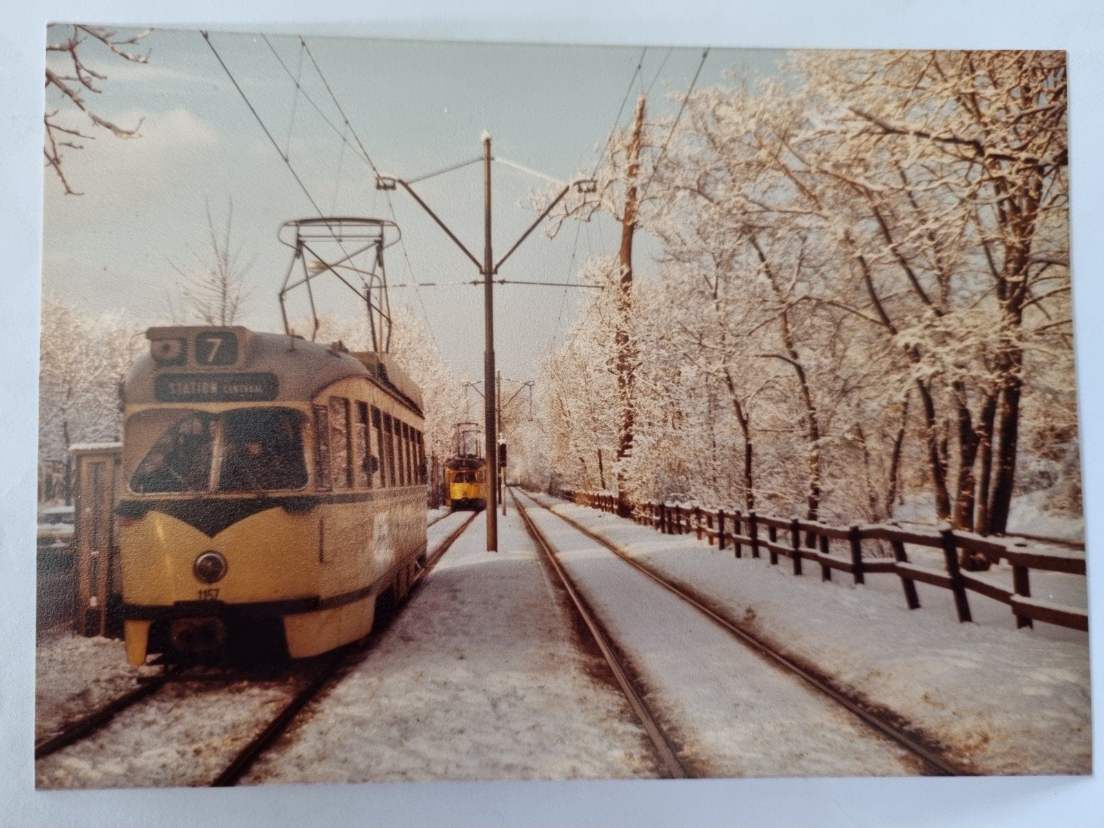 PCC tram lijn 7 in Den Haag, Scheveningseweg (winter), Ophalen of Verzenden, Nieuw, Tram, Kaart of Prent