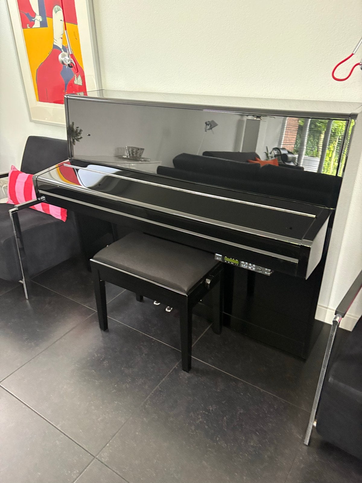 Konig Piano 109 SILENT Zwart Hoogglans met Chroom, Ophalen, Zwart, Digitaal, Zo goed als nieuw
