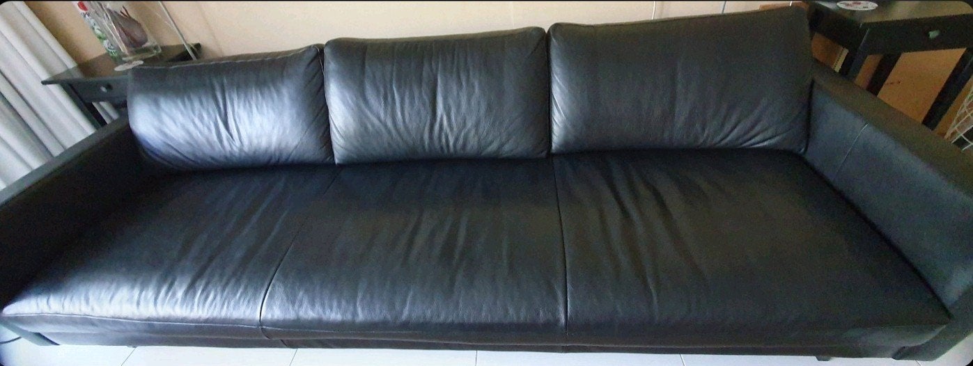 Mooie leren 4-zitsbank Slimm Inside + hocker – Cervo Black, Ophalen