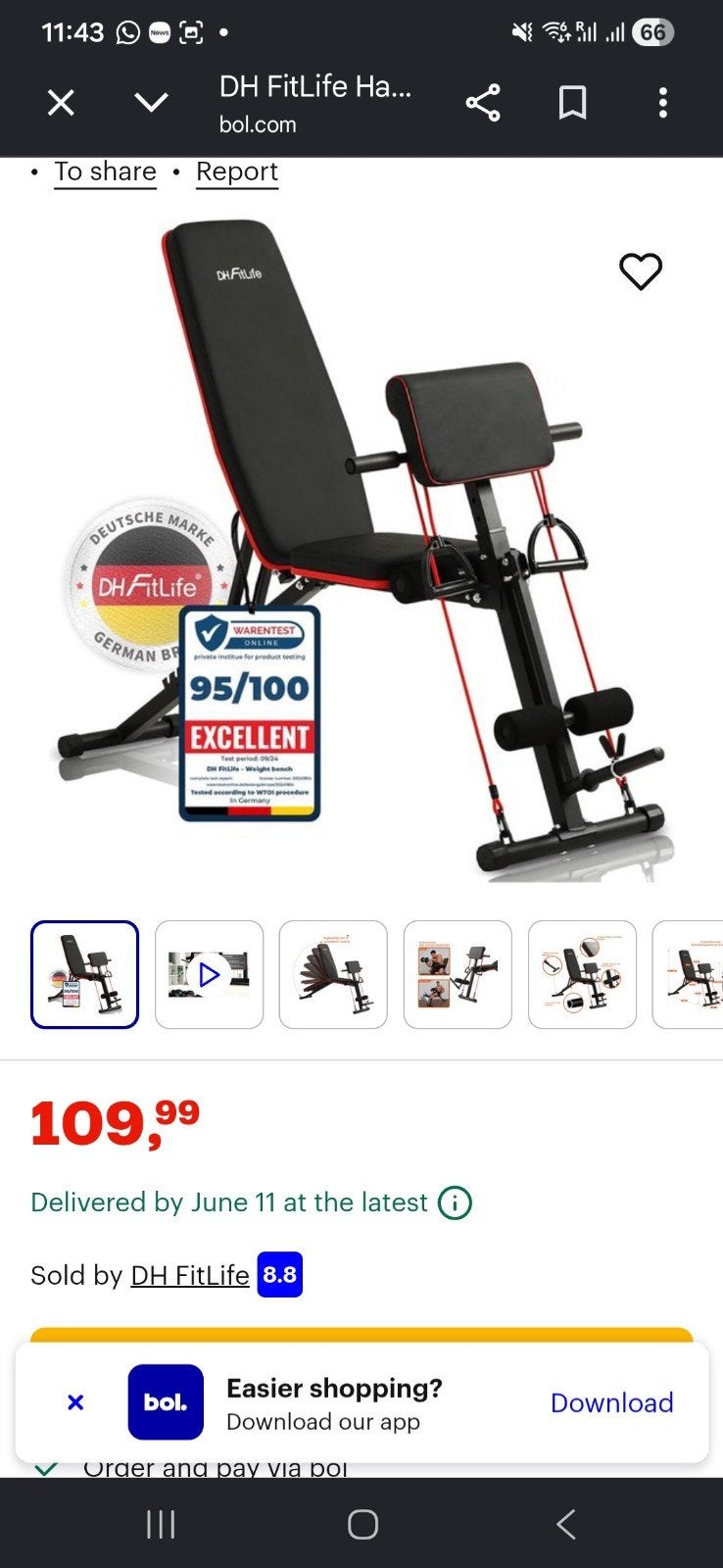 Fitness bench DH FITLIFE, Ophalen