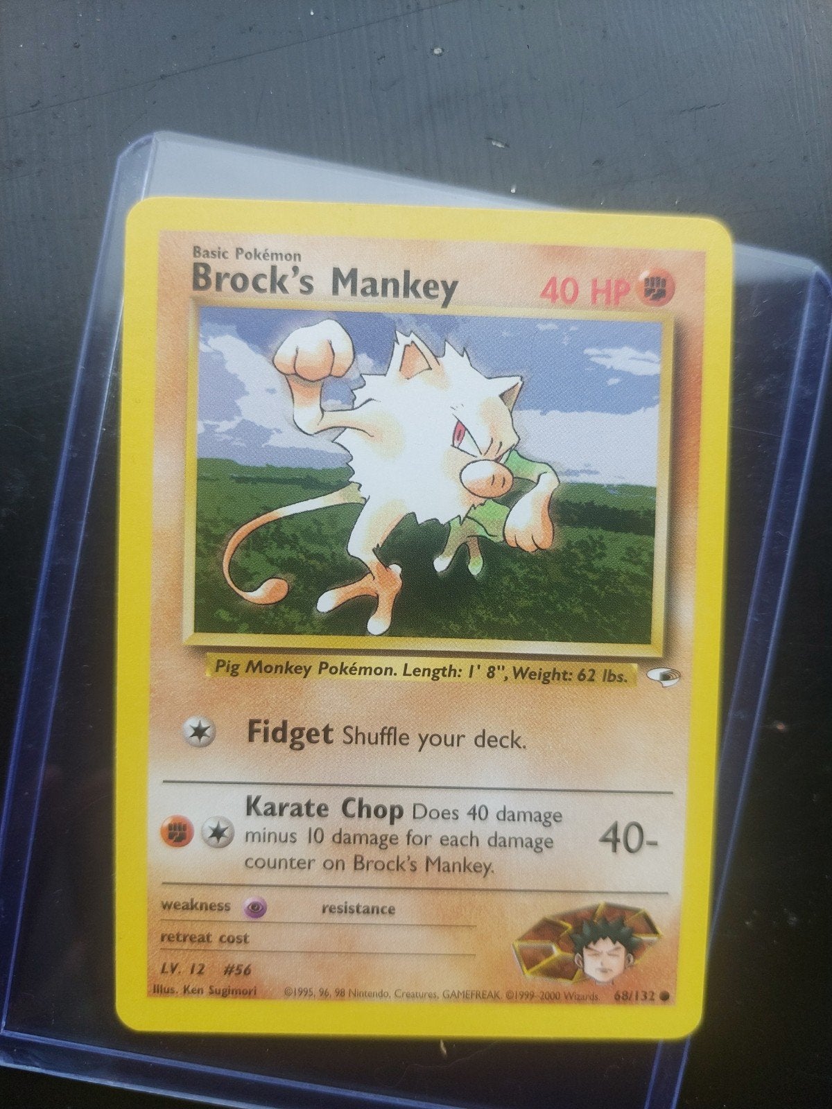 Pokémon Kaart: Brock's Mankey (Gym Heroes 68/132), Ophalen of Verzenden, Gebruikt, Losse kaart