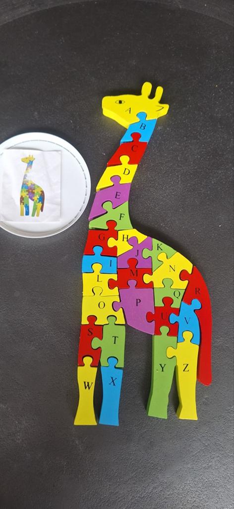 Houten Giraffe Puzzel met Cijfers en Letters, Kinderen en Baby's, Speelgoed | Kinderpuzzels, 2 tot 4 jaar, Gebruikt, 10 tot 50 stukjes
