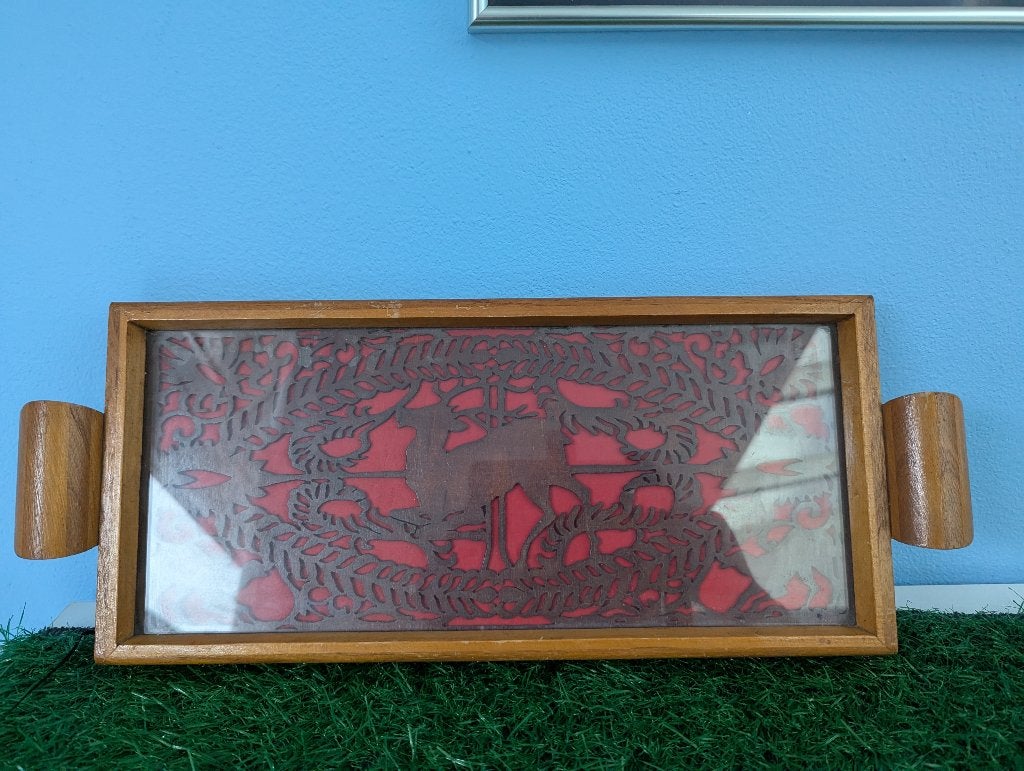 Vintage Dienblad, Ophalen of Verzenden, Gebruikt, Rechthoekig, Hout