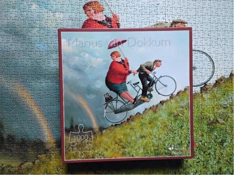 Marius van Dokkum puzzel 'weerstandem tandem', Ophalen, 500 t/m 1500 stukjes, Zo goed als nieuw, Legpuzzel