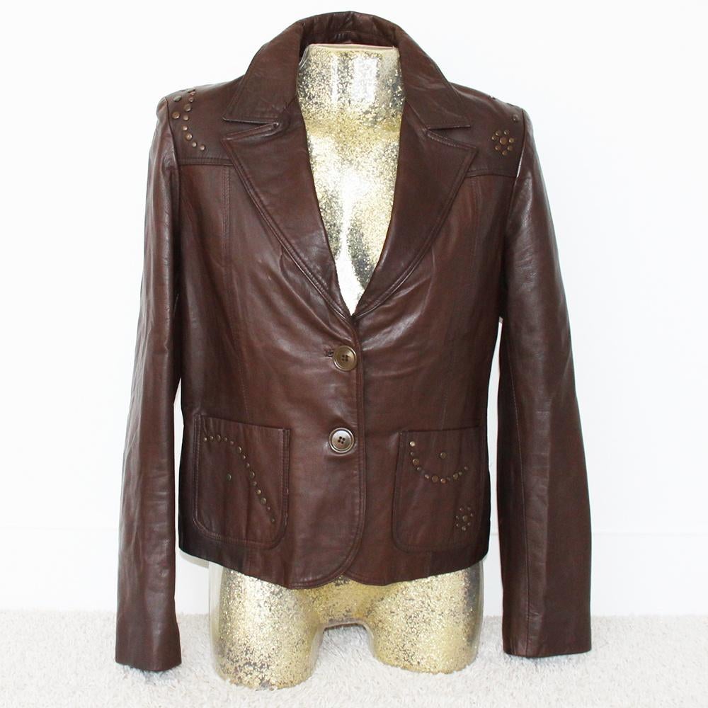 Prachtige Zacht Leren Transmission Jas (L) € 75,-, Kleding | Dames, Bruin, Transmission, Maat 42/44 (L), Ophalen of Verzenden