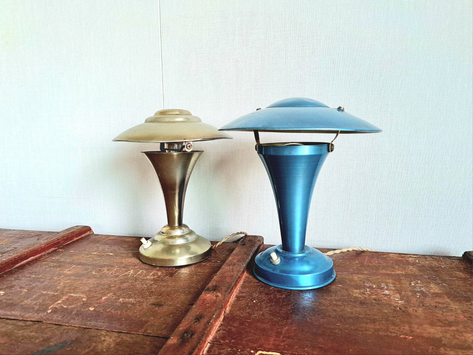 Paar Art Deco Champignon Bedlampjes - Uniek Design, Ophalen of Verzenden