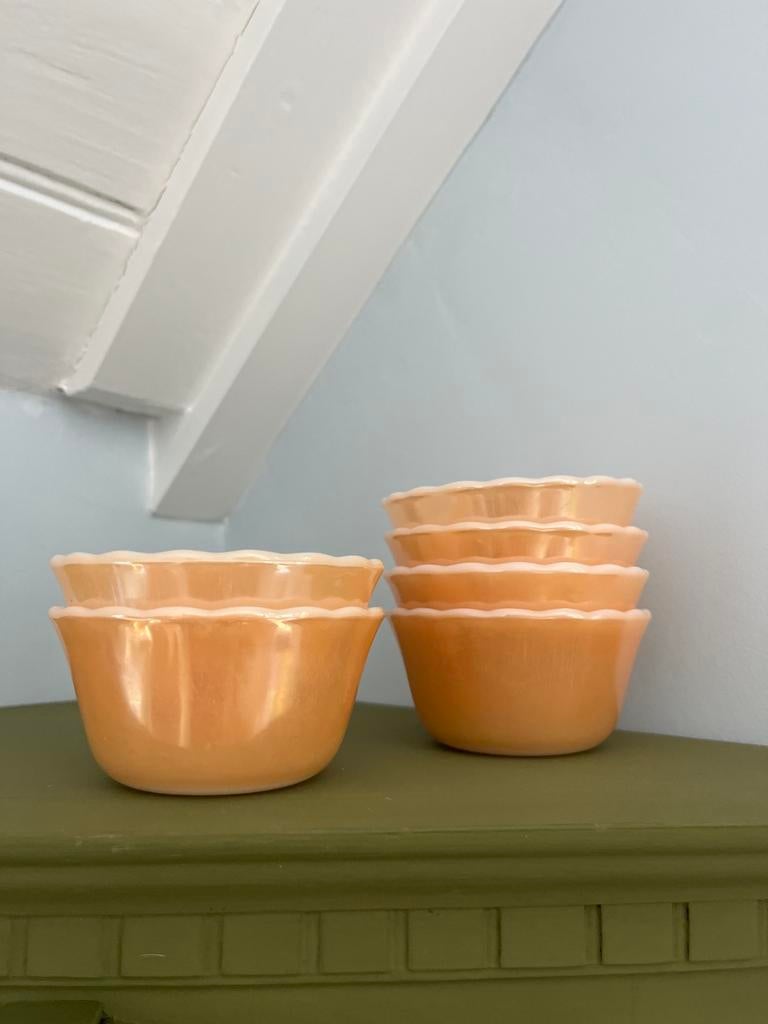 6 vintage peach kleur schaaltjes, Antiek en Kunst, Antiek | Servies los, Ophalen of Verzenden
