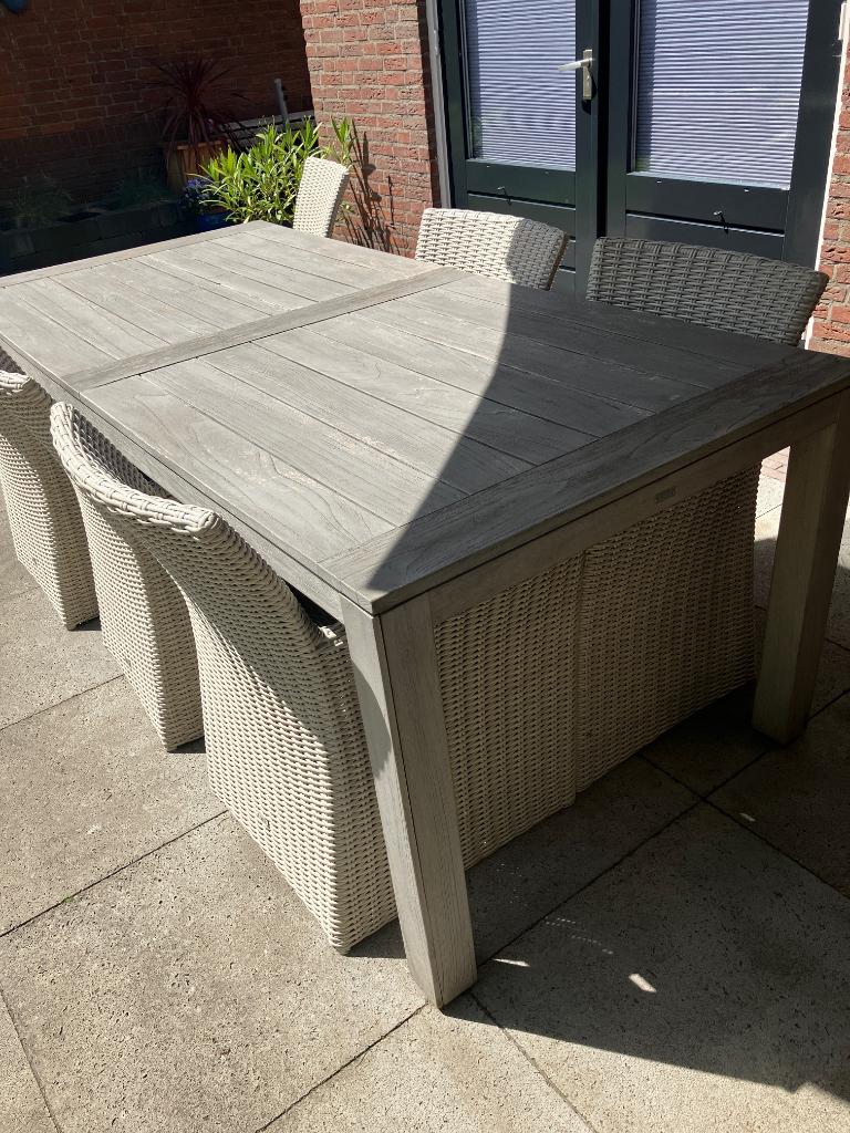 Teak houten tuintafel, Tuin en Terras, Tuintafels, Gebruikt, Rechthoekig, Teakhout, Ophalen