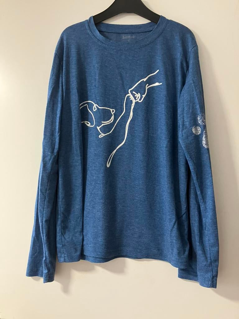 Shein blauw shirt lange mouwen met hondenprint maat S, Blauw, Ophalen of Verzenden, Lange mouw, Maat 36 (S)