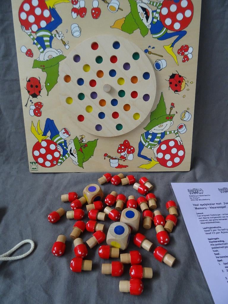 Janbibejan memory en kleurenspel paddenstoelen compleet, Drie of vier spelers, Ophalen of Verzenden, Gebruikt