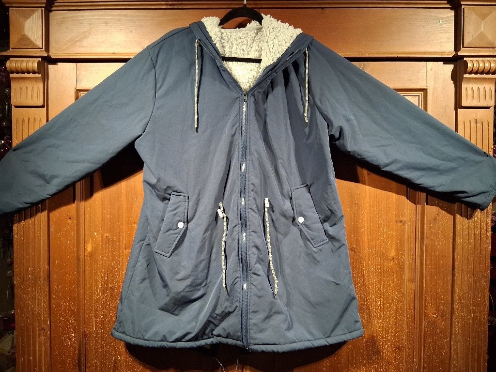 Donkerblauwe Dames Parka met Capuchon 48-50, Ophalen of Verzenden, Zo goed als nieuw, Blauw, Jas of Mantel