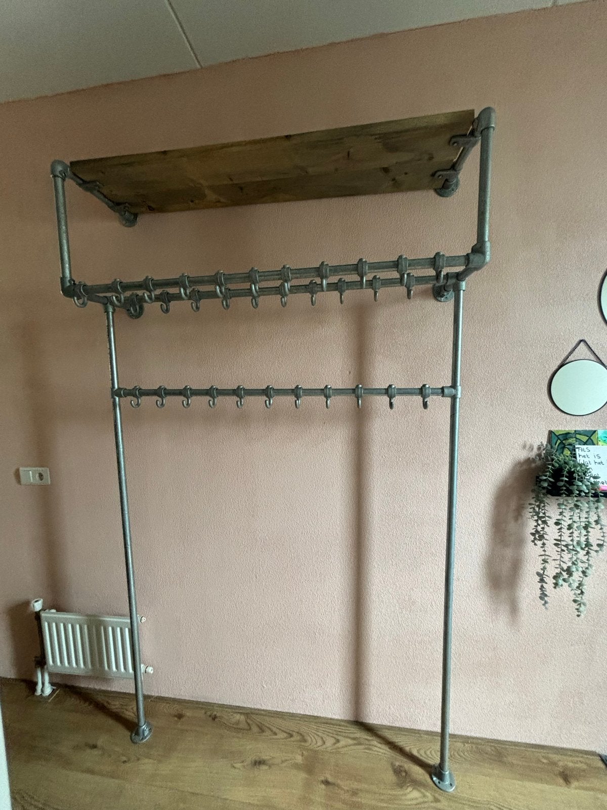Industriële kapstok met plank - Metaal en Hout, Gebruikt, Metaal, 150 tot 200 cm, Ophalen