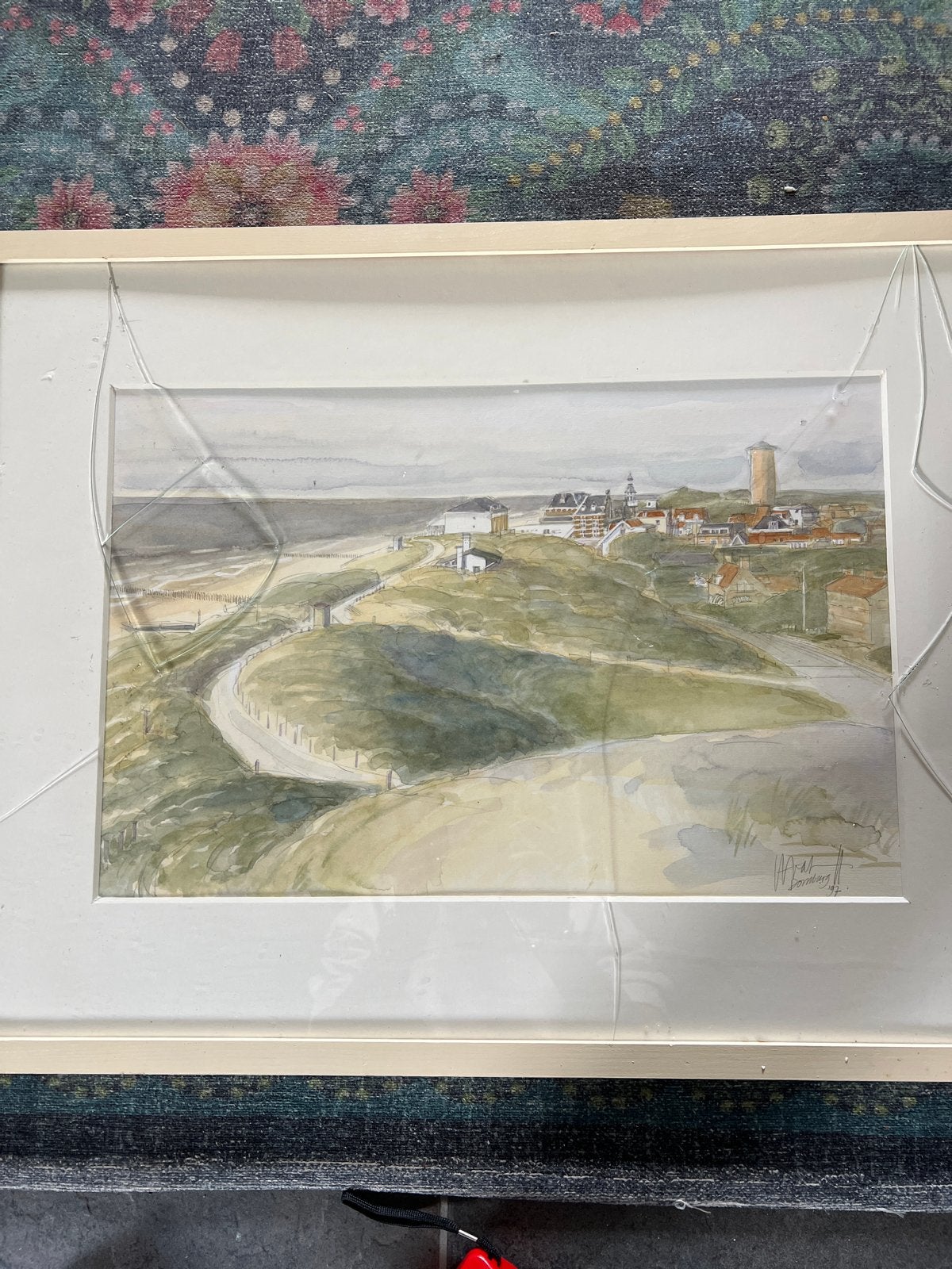 Mooie schets van Domburg - Ingelijst (lijst gebroken), Antiek en Kunst, Kunst | Tekeningen en Foto's, Ophalen of Verzenden, Tekening