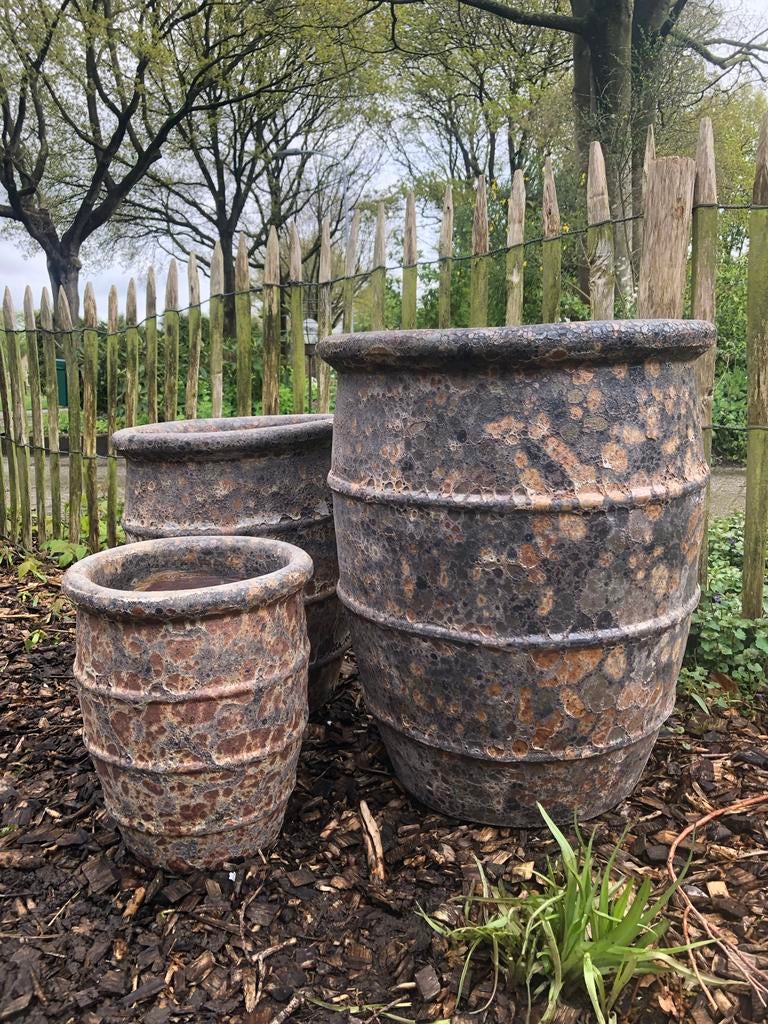 Set van 3 robuuste bloempotten voor binnen en buiten, Ophalen, Gebruikt, 40 cm of meer, Rond
