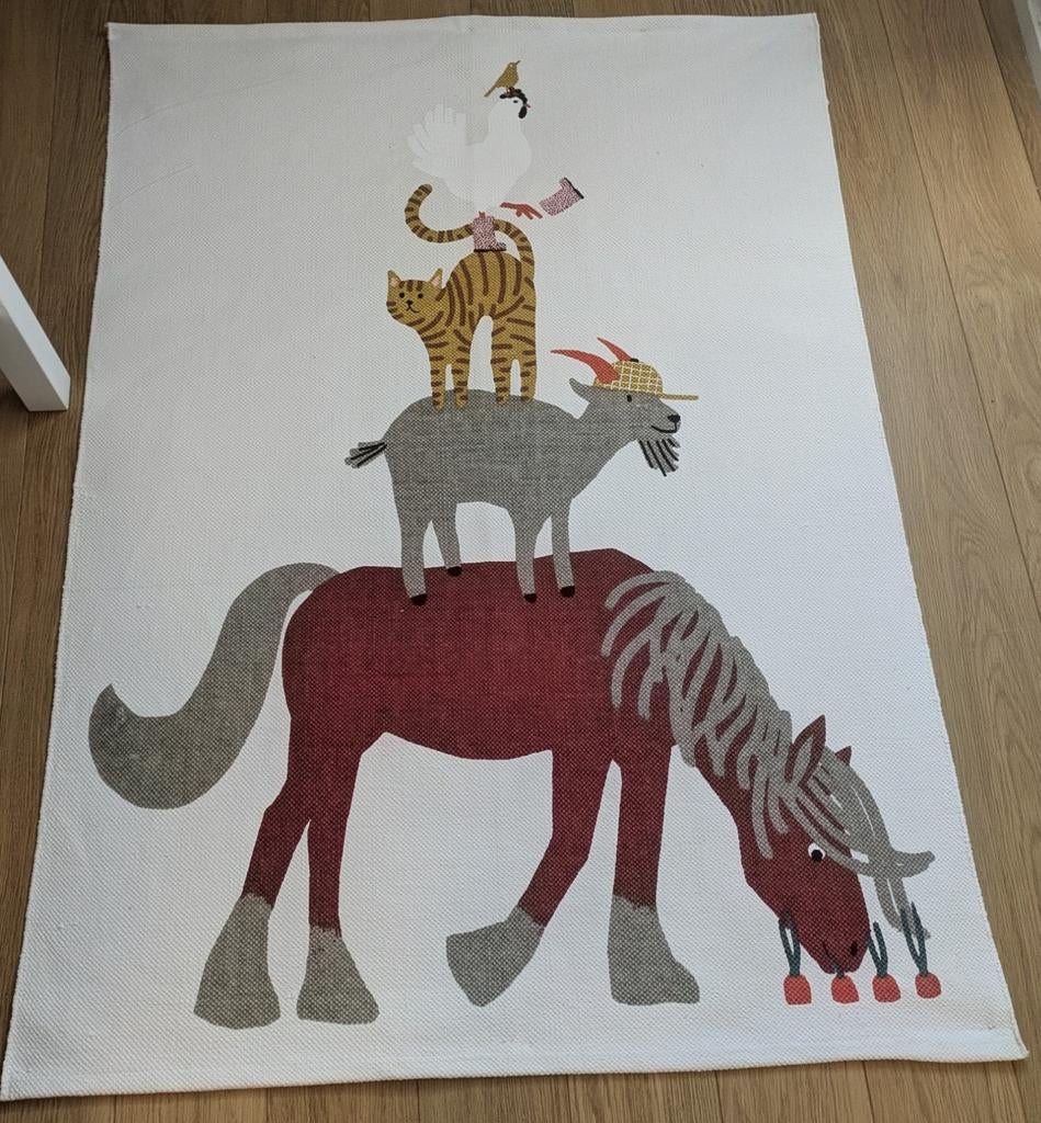 Vloerkleed met dierenprint - Leuk voor kinderkamer, Kinderkamer, Speels, Dierenprint, Crème, Ophalen of Verzenden, Zo goed als nieuw