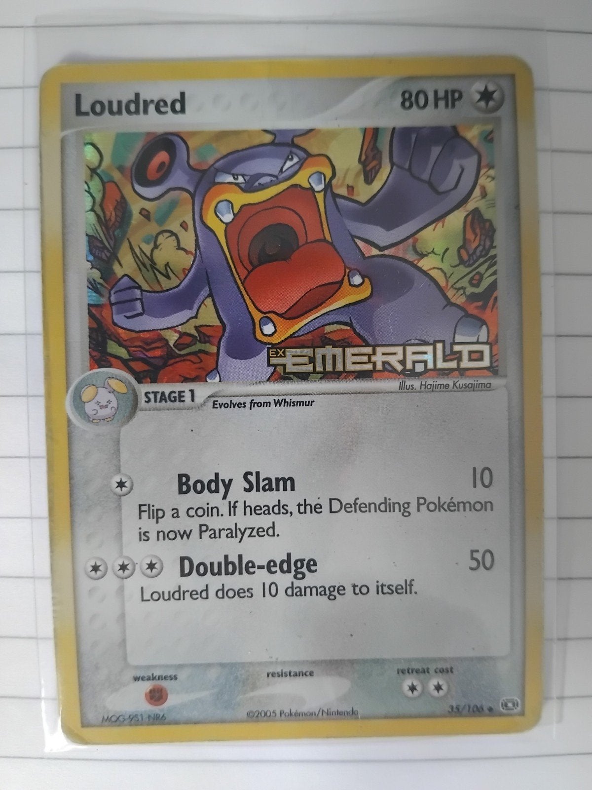 Loudred Pokémon Kaart EX Emerald 35/106 - stamped Zeldzaam!, Ophalen of Verzenden, Gebruikt, Losse kaart