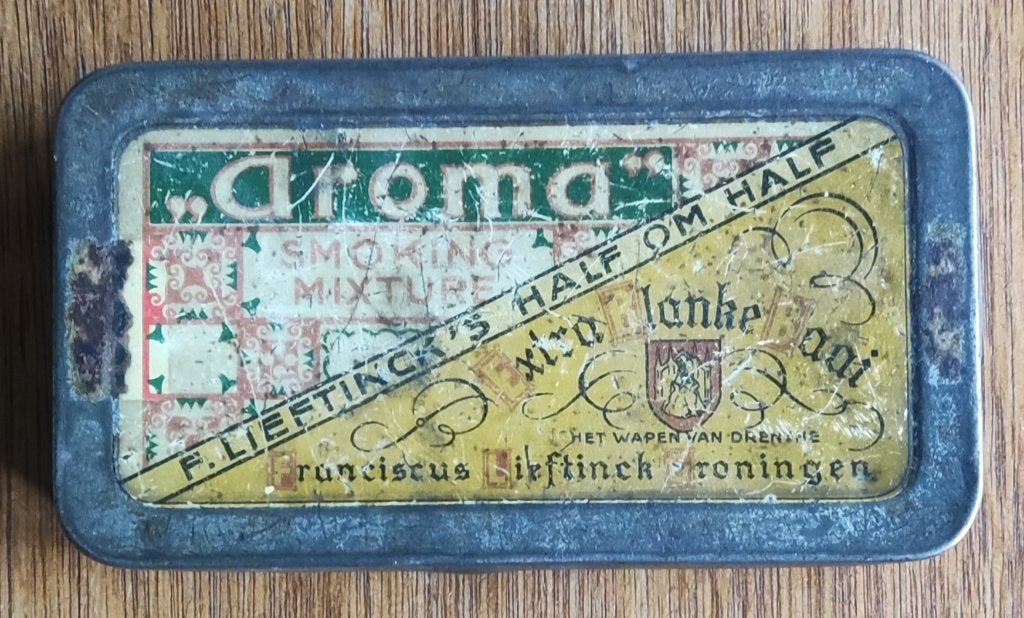 Blikje Aroma smoking mixture F.Lieftinck's half om half, Ophalen of Verzenden, Gebruikt, Overige